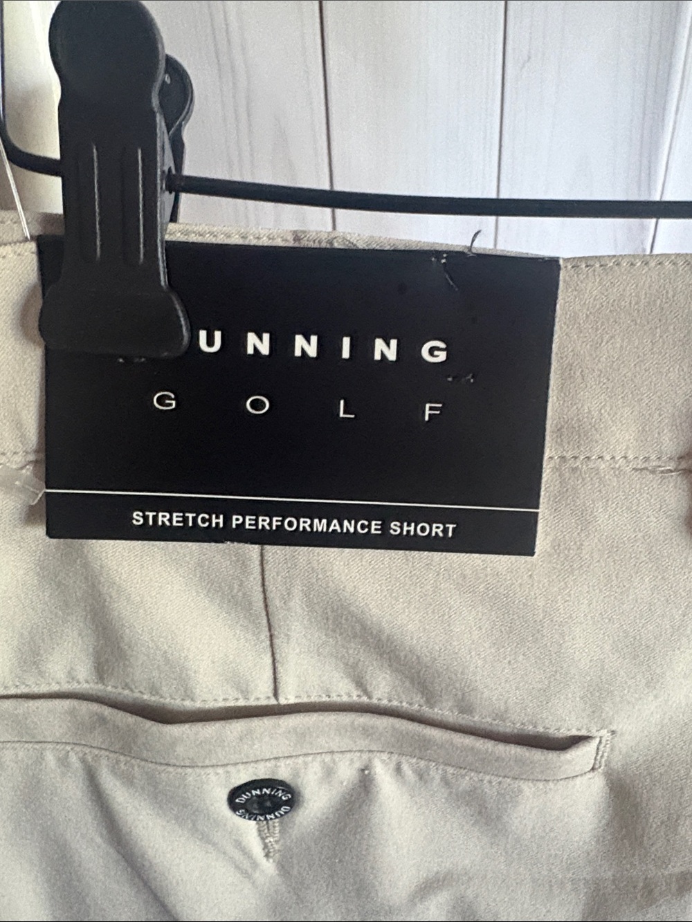 Dunning Golf - Men's Neutral Cream Flat Front Shorts - Lightweight Tailored Fit - Picture 3 of 4